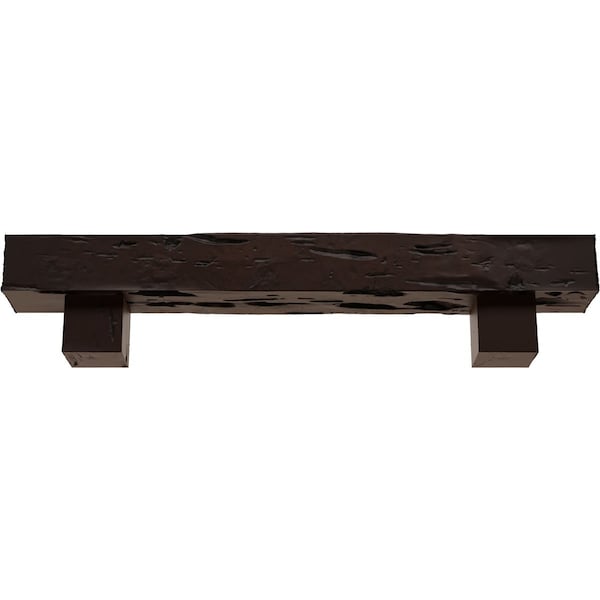 Kit W/ Alamo Corbels, Premium Mahogany, 8H  X 10D X 84W Pecky Cypress Faux Wood Fireplace ManteL